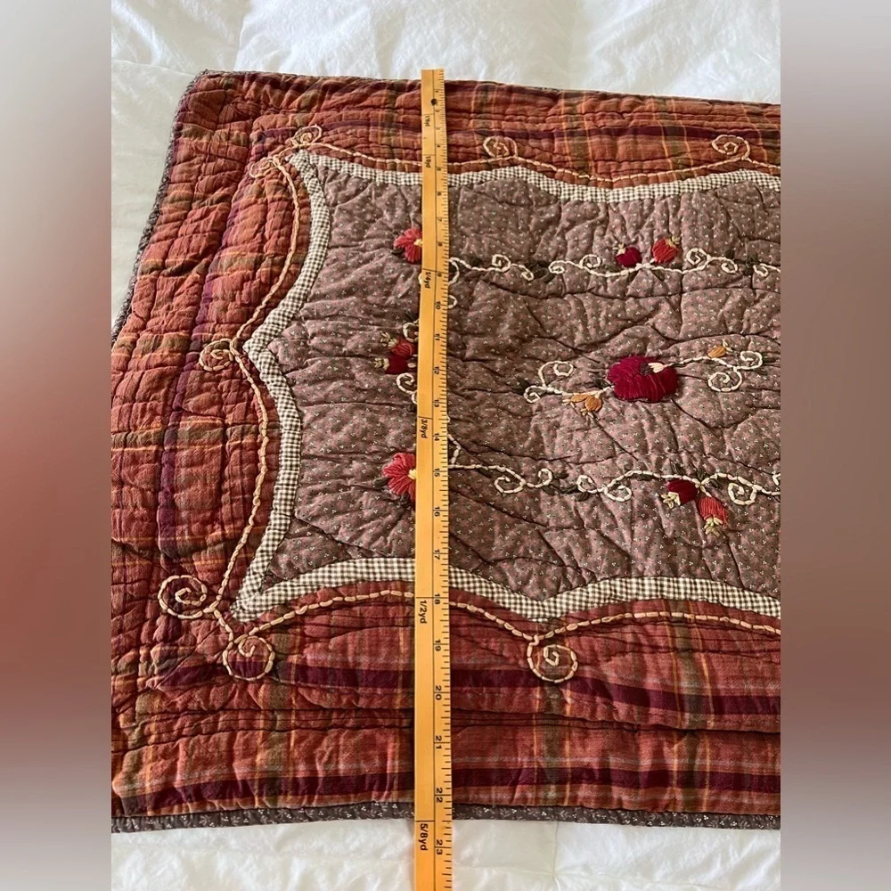ONE Pottery Barn B&B Embroidered Floral Standard Pillow Sham Brown.